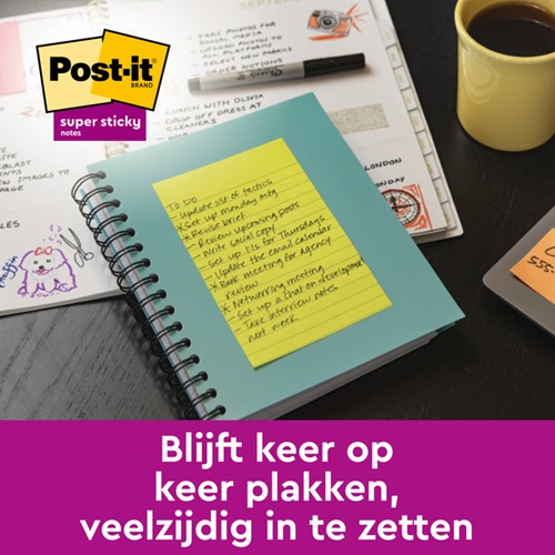 Memoblok Post-it 4690 Super Sticky 101x152mm lijn Carnival 3 stuks-3