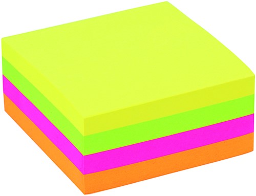 Memoblok Quantore 76x76mm neon kleuren assorti 4 kleuren-2
