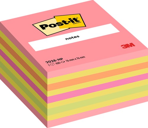 Memoblok Post-it 2028 76x76mm kubus neon kleuren