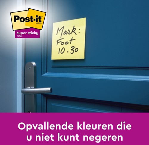 Memoblok Post-it 654 Super Sticky 76x76mm geel 14+2 gratis-1