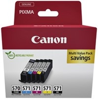 Inktcartridge Canon PGI-570 + CLI-571 2x zwart + 3 kleuren