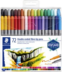 Kleurstift Staedtler 3200 dubbele punt fijn en ultrafijn etui à 72 kleuren