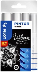 Verfstift Pilot Pintor wit etui à 4 stuks ass breedtes