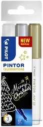 Verfstift Pilot Pintor celebrations 0,7mm etui à 3 stuks ass