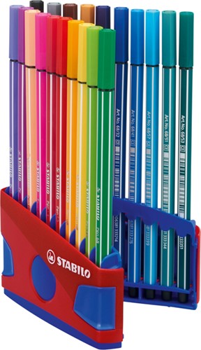 Viltstift  STABILO Pen 68/20 ColorParade in rood/blauw etui medium assorti etui  à 20 stuks-2