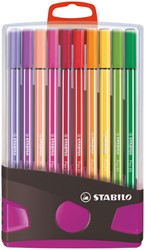 Viltstift  STABILO Pen 68/20 ColorParade in antraciet/roze etui medium assorti etui  à 20 stuks