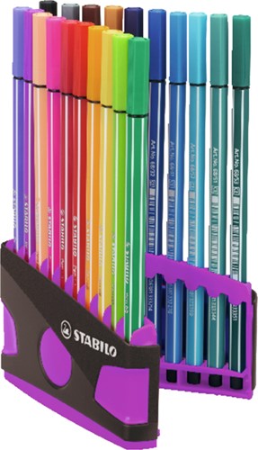 Viltstift  STABILO Pen 68/20 ColorParade in antraciet/roze etui medium assorti etui  à 20 stuks-2