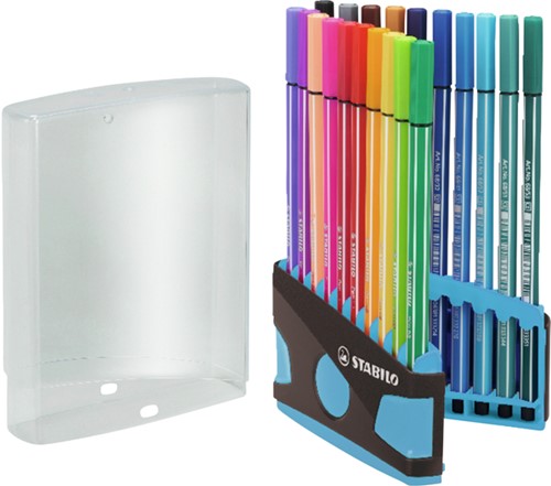 Viltstift  STABILO Pen 68/20 ColorParade in antraciet/turquoise etui medium assorti etui  à 20 stuks-2