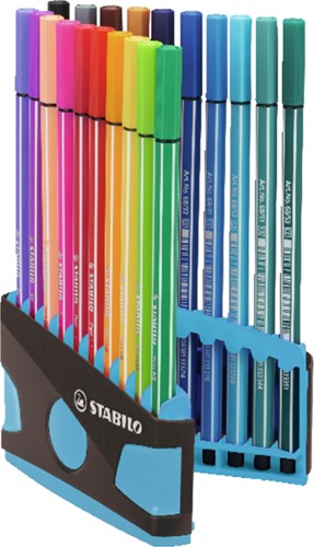Viltstift  STABILO Pen 68/20 ColorParade in antraciet/turquoise etui medium assorti etui  à 20 stuks-3