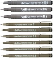 Fineliner Artline technisch etui met 0.1-0.3-0.5-0.7mm zwart-2