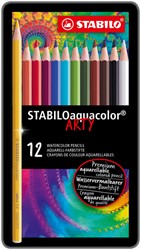 Kleurpotloden STABILO 1612 aquacolor assorti blik à 12 stuks