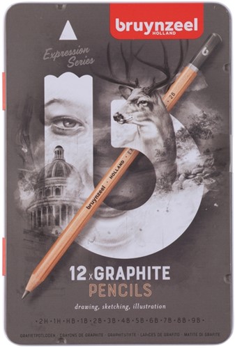 Grafietpotlood Bruynzeel Expression set à 12 breedtes grijs