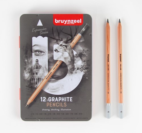 Grafietpotlood Bruynzeel Expression set à 12 breedtes grijs-1