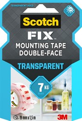 Dubbelzijdig plakband Scotch Transparant 19mmX1.5m