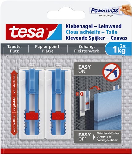 Klevende spijker tesa® canvas- behang en pleisterwerk 1kg wit 2 stuks