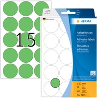 Etiket HERMA 2275 rond 32mm groen 480stuks-2