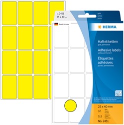Etiket HERMA 2451 25x40mm geel 512 stuks