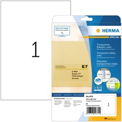 Etiket HERMA 4375 210x297mm A4 transparant 25stuks