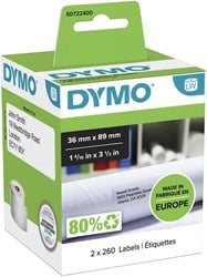 Etiket Dymo LabelWriter adressering 36x89mm 2 rollen á 260 stuks wit