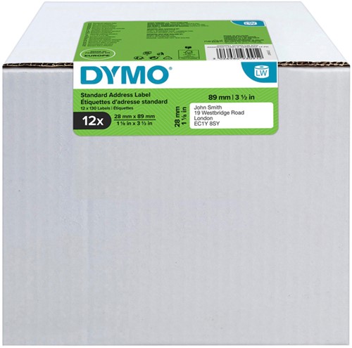 Etiket Dymo labelwriter 19831 28mmx89mm adres doos à 12 rol à 130 stuks-2