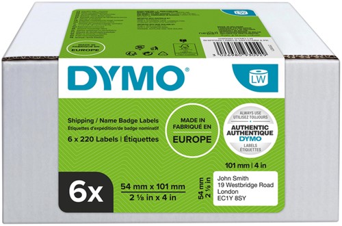 Etiket Dymo LabelWriter naamkaart 54x101mm 6 rollen á 220 stuks wit-2