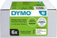 Etiket Dymo LabelWriter multifunctioneel 32x57mm 6 rollen á 1000 stuks wit-2