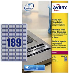 Etiket Avery L6008-20 25.4x10mm zilver 3780stuks