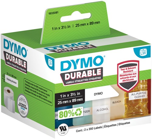 Etiket Dymo labelwriter 1933081 25mmx89mm doos à 2 rollen à 350 stuks