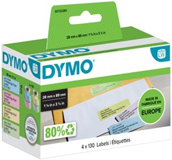 Etiket Dymo LabelWriter adressering 28x89mm 4 rollen á 130 stuks assorti