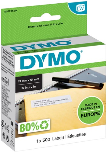 Etiket Dymo labelwriter 11355 19mmx51mm verwijderbaar rol à 500 stuks-2