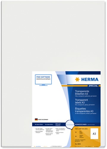 Etiket HERMA 8694 A3 297x420mm transparant 50 stuks-2