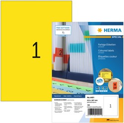 Etiket HERMA 4401 210x297mm A4 geel 100stuks