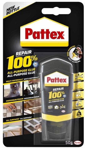 Alleslijm Pattex 100% tube 50 gram op blister