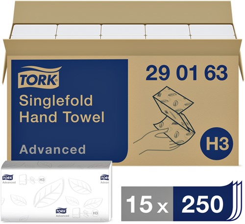 Handdoek Tork H3 Advanced Z-gevouwen 2-laags wit 290163-6