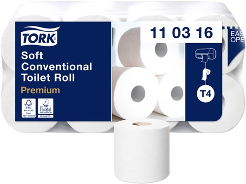 Toiletpapier Tork T4 traditioneel premium 3-laags 250 vel  wit 110316-1