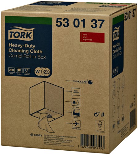 Reinigingsdoek Tork W2 Premium Heavy-Duty 1-laags 106m wit 530137-3