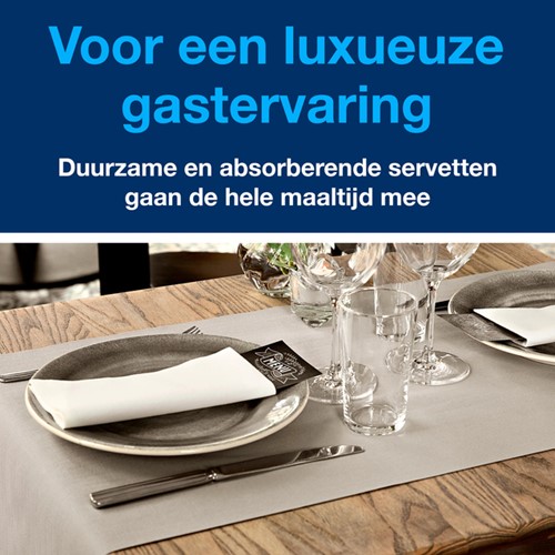 Dinerservet Tork Linstyle Premium 1/4 vouw 1-laags 390x390mm 50vel wit 478711-3