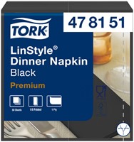 Dinnerservetten Tork Premium LinStyle® 1/8 gevouwen 50st zwart  478151-2