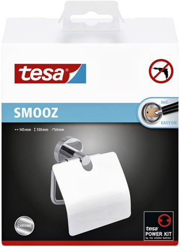 Toiletrolhouder met deksel tesa® Smooz hoogglans verchroomd metaal zelfklevend-2