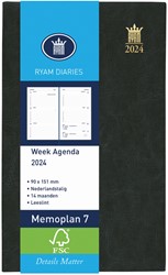 Agenda 2024 Ryam Memoplan 7 Mundior 7dagen/2pagina's zwart