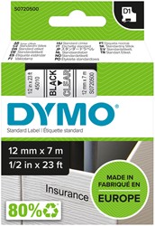 Labeltape Dymo D1 45010 720500 12mmx7m polyester zwart op transparant