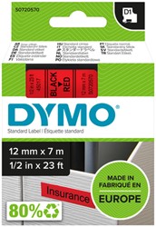 Labeltape Dymo D1 45017 720570 12mmx7m polyester zwart op rood