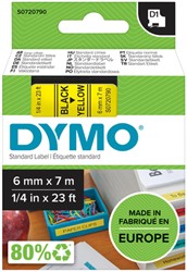 Labeltape Dymo D1 43618 720790 6mmx7m polyester zwart op geel