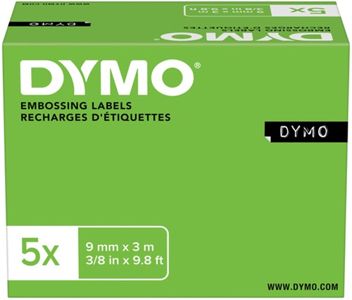 Labeltape Dymo glossy prof 847750 9mmx3m vinyl assorti blister à 3 stuks-3
