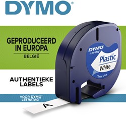 Labeltape Dymo 91201 12mmx4m letratag wit/zwart