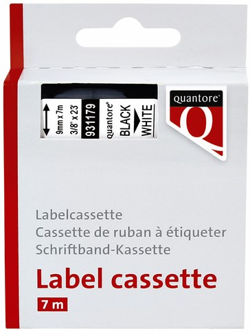 Labeltape Quantore 40913 9mmx7m zwart op wit