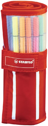 Fineliner STABILO pen 68/30 rollerset rood assorti set à 30 stuks