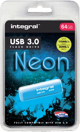 USB-stick 3.0 Integral 64GB neon blauw-2
