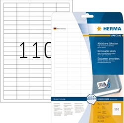 Etiket HERMA 4210 38.1x12.7mm verwijderbaar wit 2750stuks