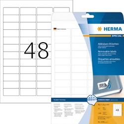 Etiket HERMA 4346 45.7x21.2mm verwijderbaar wit 1200stuks